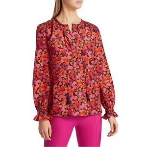 Derek Lam 10 Crosby Aria Floral Tassel Tie Blouse